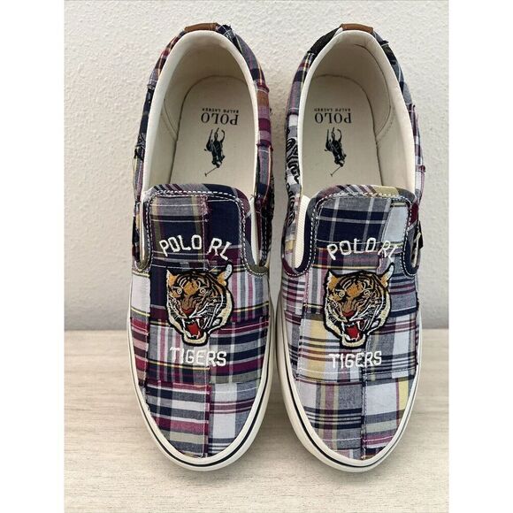 Polo Ralph Lauren Men's Sz 10.5 Keaton Tiger Patchwork Slip-On Sneakers - Picture 8 of 11